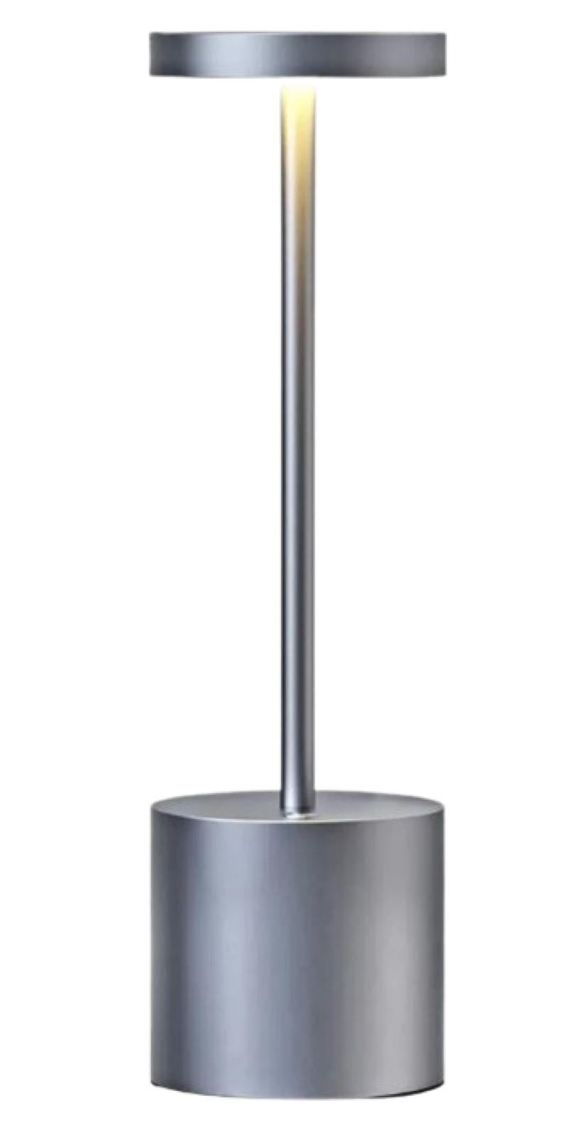 Lámpara De Mesa Táctil Metálica Led 3 Modos Ajustable Inalámbrica Plateada