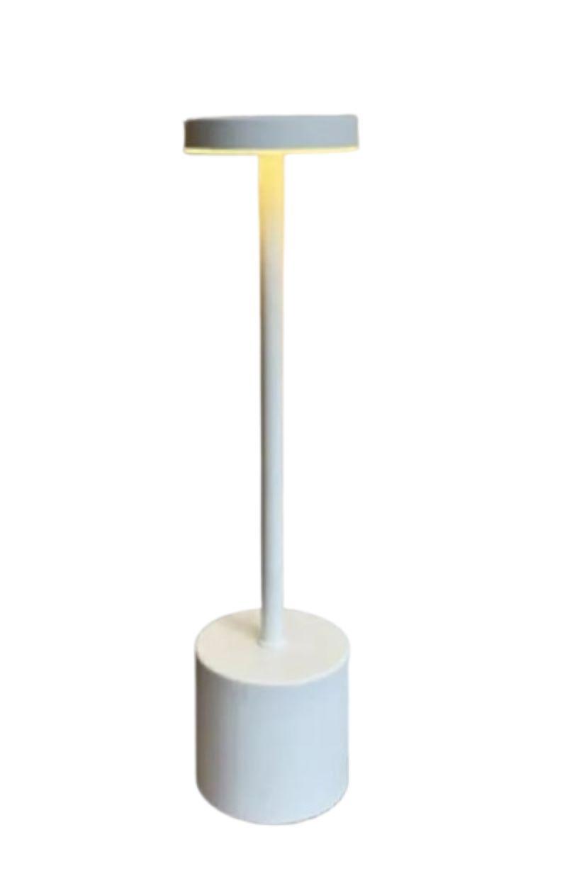 Lámpara De Mesa Táctil Metálica Led 3 Modos Ajustable Inalámbrica Blanca